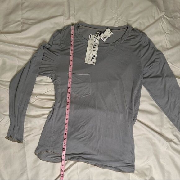 Groceries Apparel Lazy Long Sleeve Tee Sustainable Top Organic Lyocell NWT Small - Picture 10 of 11